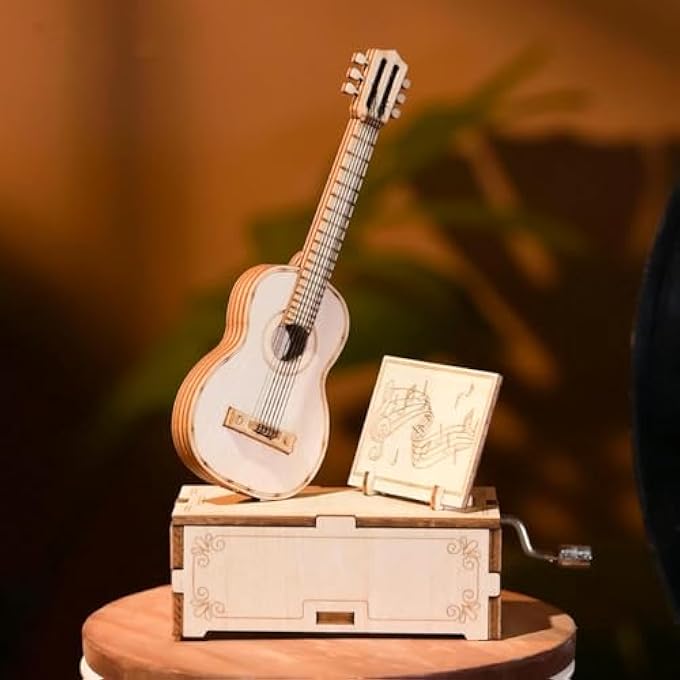 3D WOODEN PUZZLES, MECHANICAL MUSIC BOX, GUITAR BUILDING MODEL, DESKTOP DECORATION DIY3D PUZZLE TOYS, MUSIC BOX MODEL BUILDING KITS, WOODEN MUSIC BOX, CREATIVE GIFTS FOR TEENS AND ADULTS - Image 1